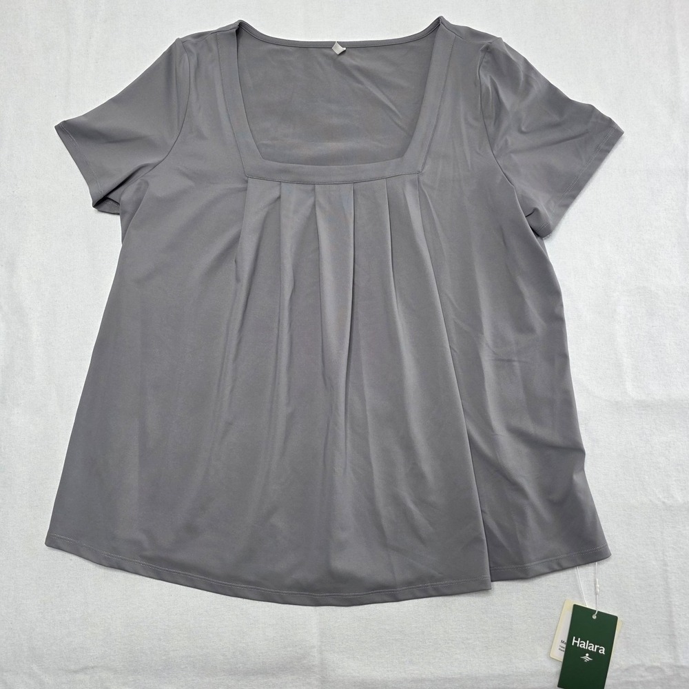 Halara Women's‎ Size XL Pleated Dressy Shirt Top Gray NWT